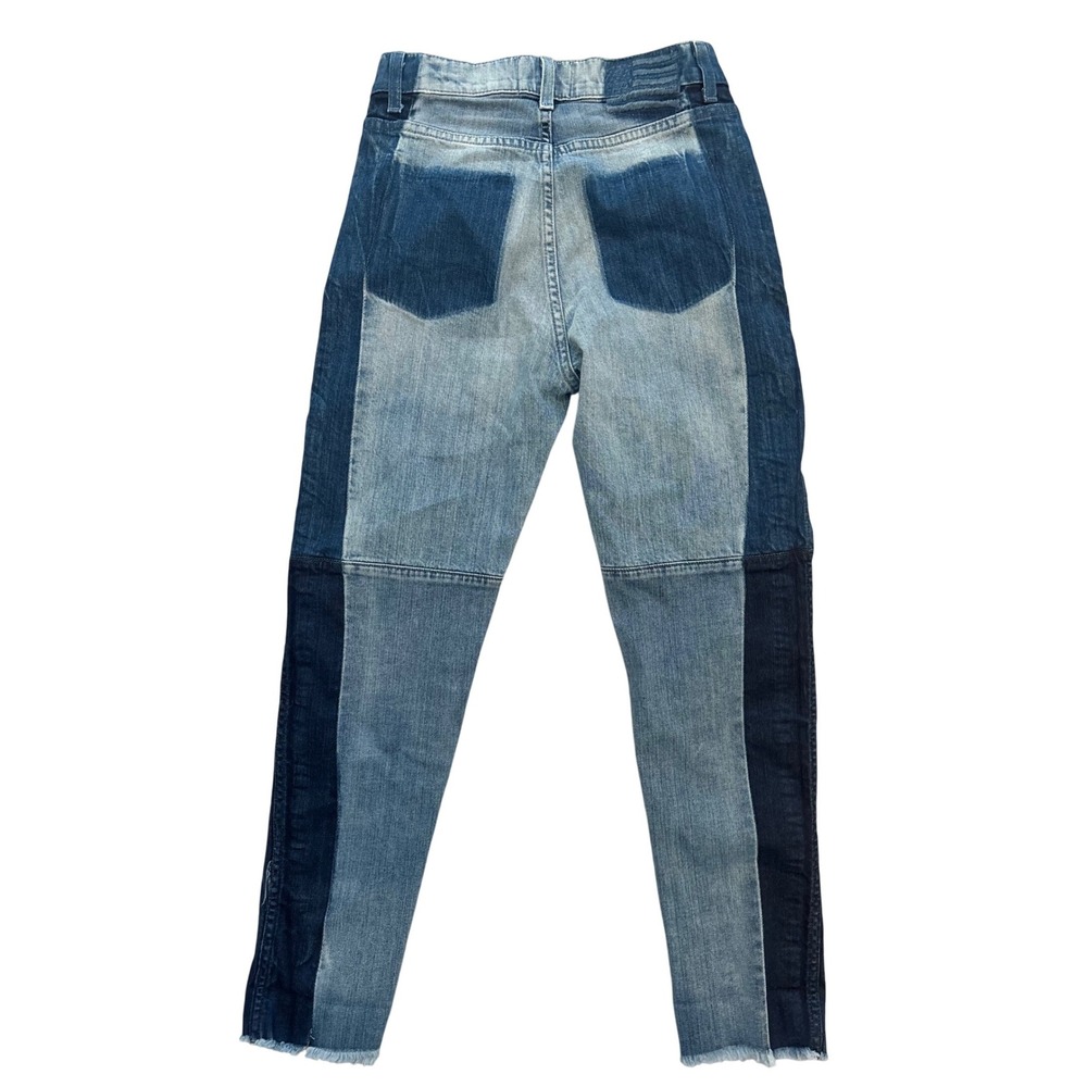 Revice Jeans Imagine Patchwork Two Tone Raw Hem Ankle Stretch Blue Size 28‎
